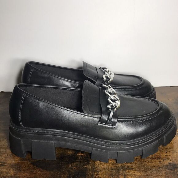Y2K No Boundaries Womens 9 Black Chunky Platform Lug Loafers Goth Punk Shoes - Picture 1 of 8